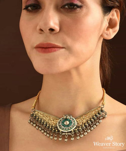 Zoya_Handcrafted_Oxidised_Pure_Silver_Dual_Tone_Choker_With_Kundan_WeaverStory_01