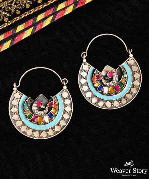 Ayesha_Handcrafted_OxidisedMulticolor_Pure_Silver_Earrings_With_Kundan_WeaverStory_02