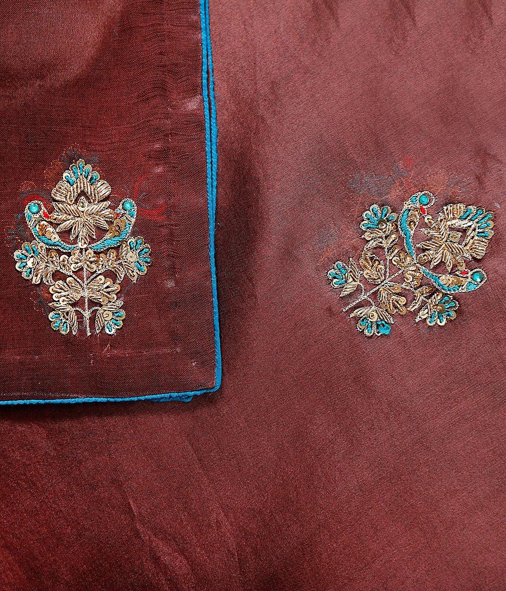 Handwoven_organza_dupatta_in_chocolate_brown_with_zardozi_hand_embroidered_motifs_WeaverStory_02