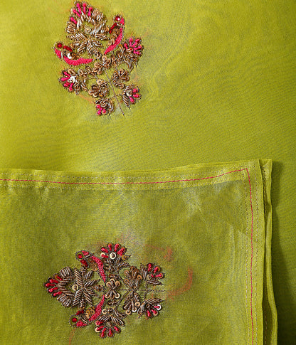 Handloom_organza_dupatta_in_parrot_green_with_zardozi_hand_embroidered_motifs_WeaverStory_02