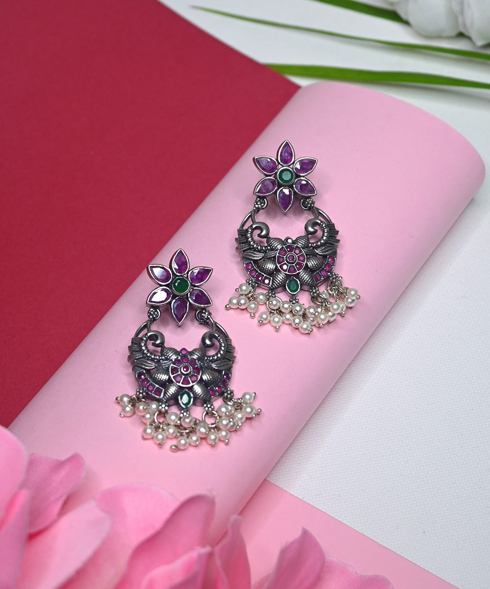 Asma_Earrings_With_Ruby_And_Pearls_Handcrafted_In_Pure_Silver_WeaverStory_01