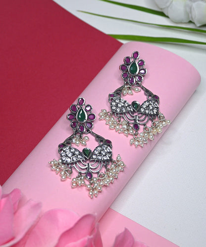 Amara_Earrings_With_Ruby_And_Pearls_Handcrafted_In_Pure_Silver_WeaverStory_01