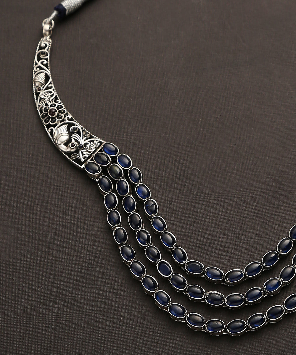 Rosie_Blue_Handcrafted_Oxidised_Pure_Silver_Necklace_WeaverStory_03