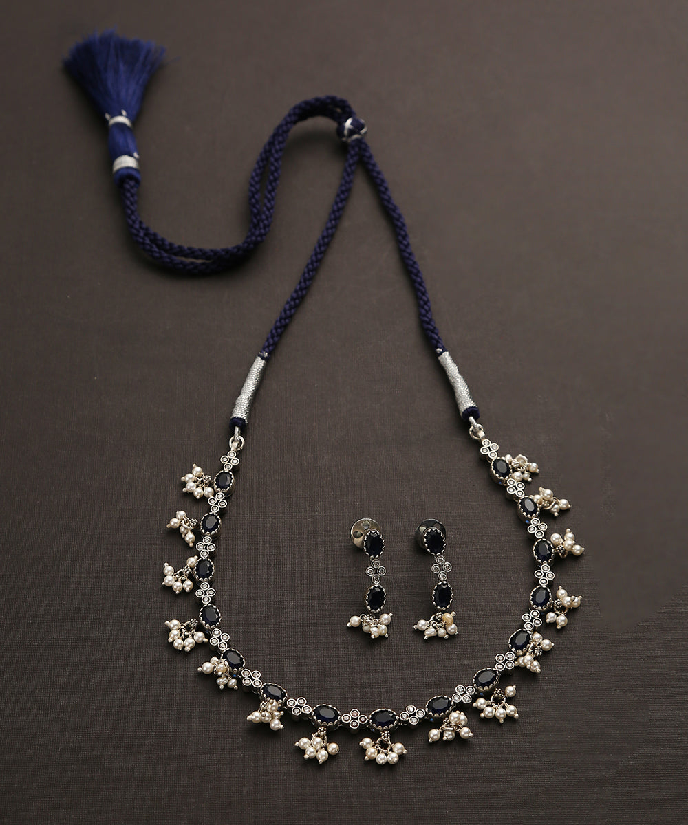 Aasiya_Handcrafted_Oxidised_Pure_Silver_Necklace_Set_With_Pearl_Tassels_WeaverStory_02