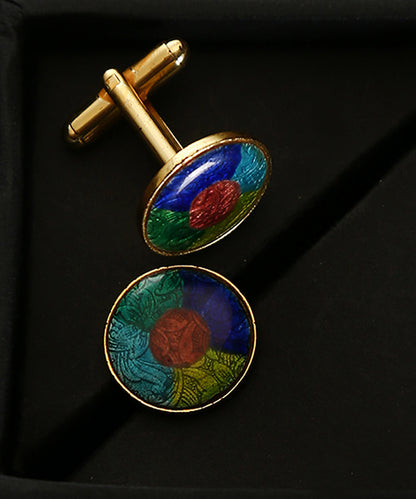 Kasturi_Handcrafted_Pure_Silver_Meenakari_Cufflinks_WeaverStory_02