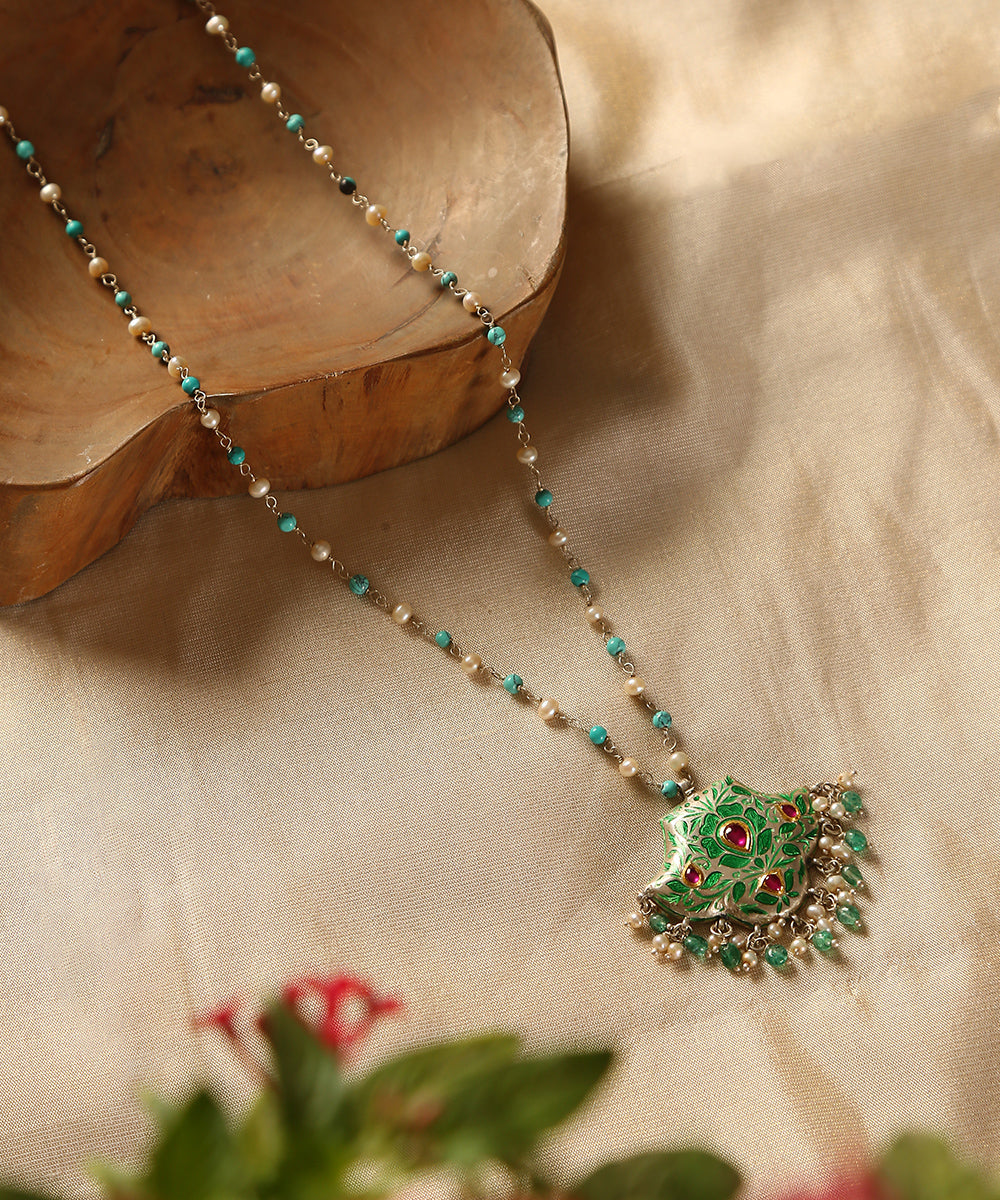 Seher_Handcrafted_Meenakari_Panchi_Pendant_With_Pure_Silver_Chain_WeaverStory_01