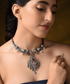 Bhavya_Red_And_Green_Handcrafted_Tribal_Pure_Silver_Necklace_WeaverStory_01