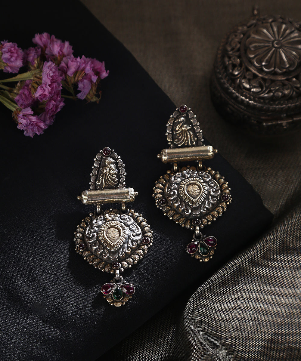 Oxidised Silver Lord Ganesha Drop Earrings - Mrigangi