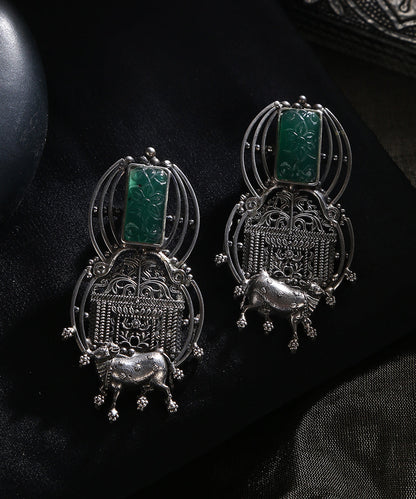 Shatha_Handcrafted_Big_Temple_Oxidised_Pure_Silver_Earrings_WeaverStory_01