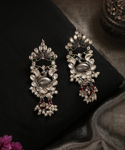 Zeba_Oxidised_Pure_Silver_Earrings_With_Kundan_WeaverStory_01