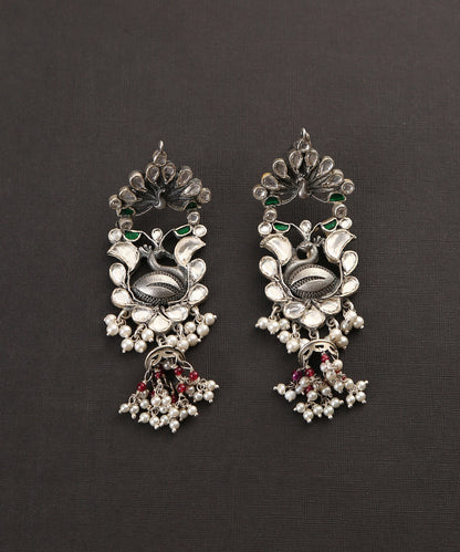 Zeba_Oxidised_Pure_Silver_Earrings_With_Kundan_WeaverStory_02