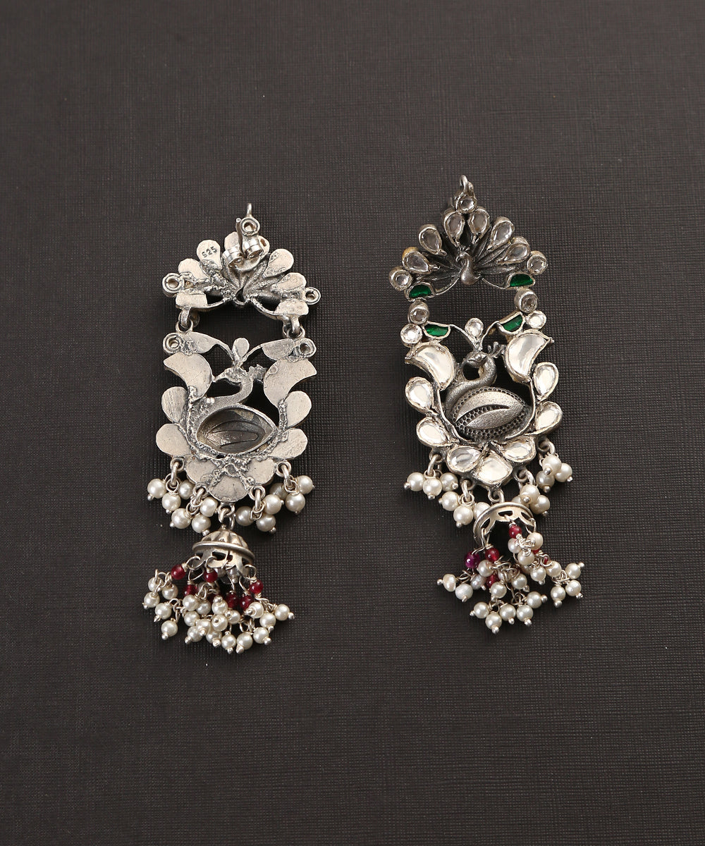 Zeba_Oxidised_Pure_Silver_Earrings_With_Kundan_WeaverStory_03