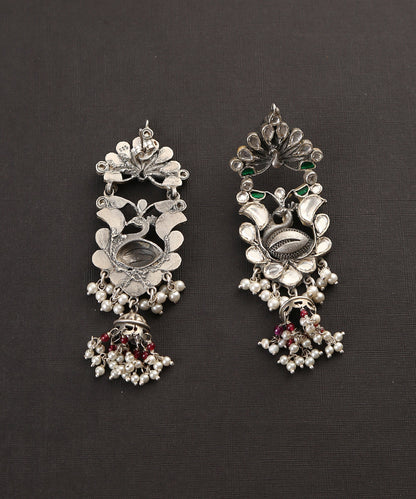 Zeba_Oxidised_Pure_Silver_Earrings_With_Kundan_WeaverStory_03