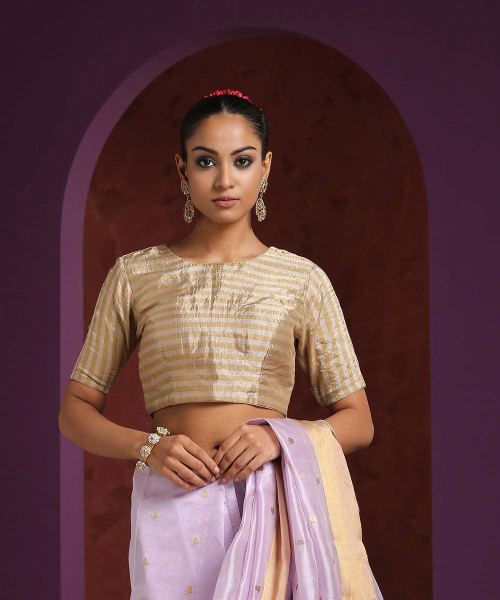 Handcrafted_Striped_Tissue_Chanderi_Blouse_WeaverStory_01