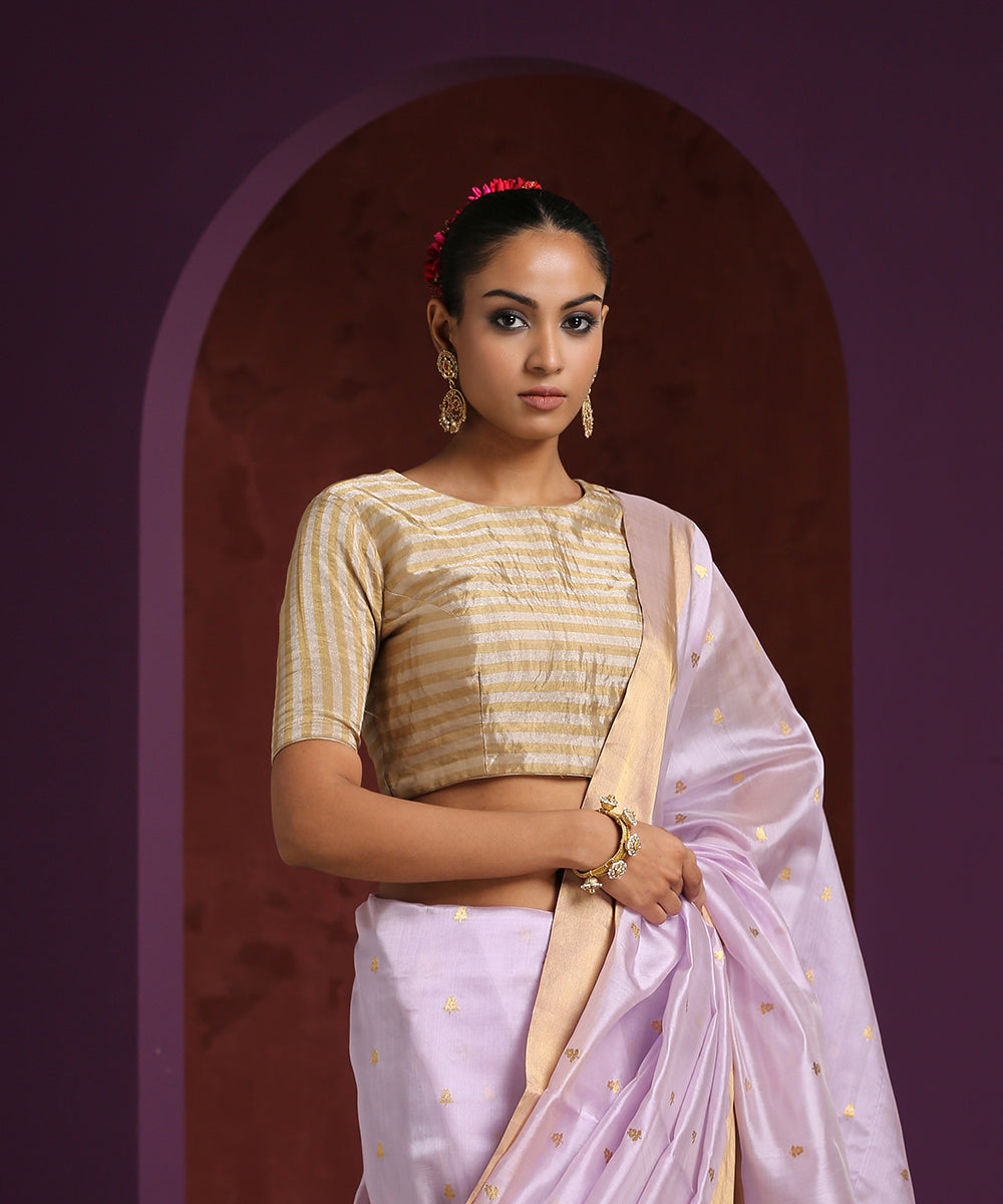 Handcrafted_Striped_Tissue_Chanderi_Blouse_WeaverStory_02
