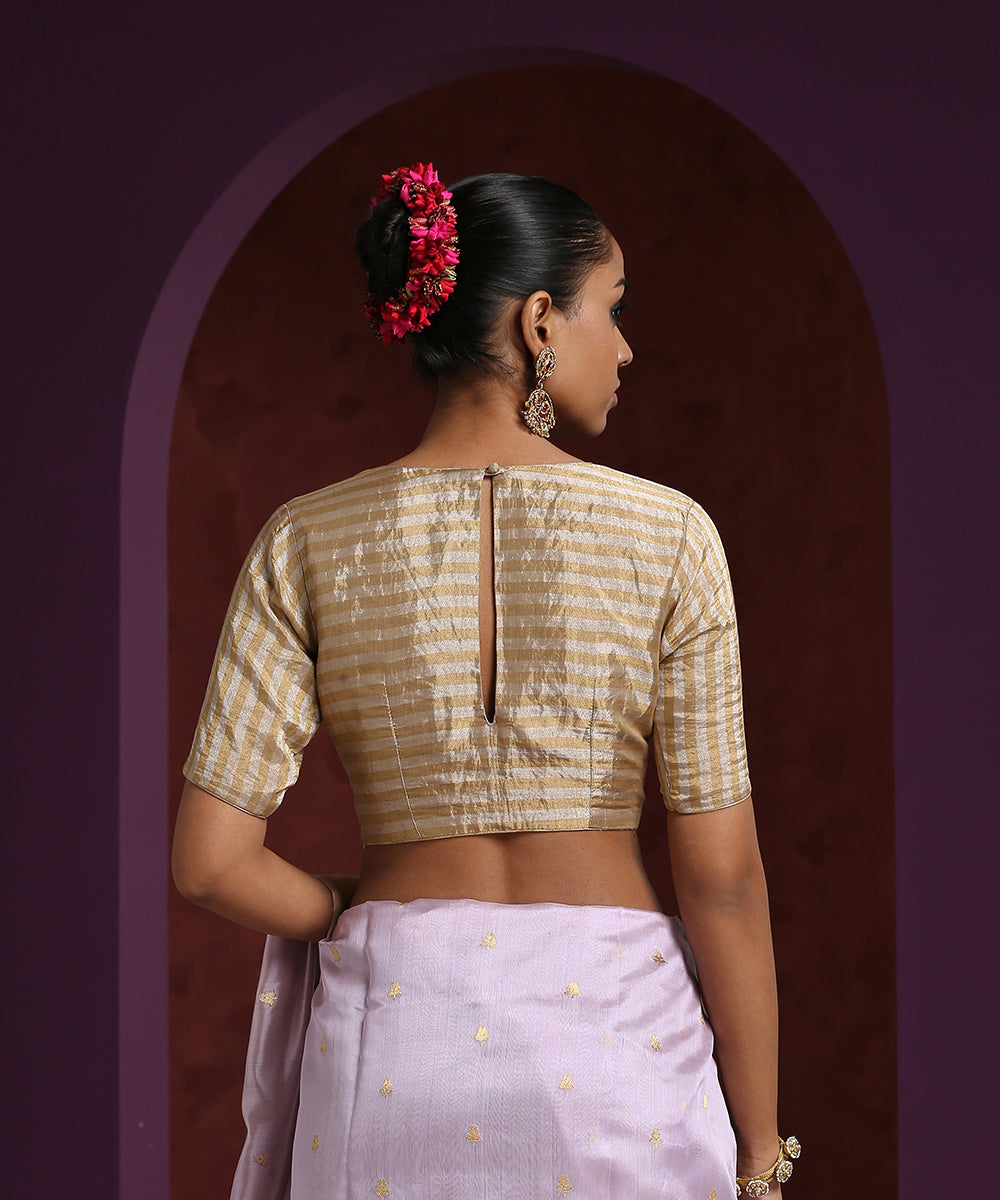 Handcrafted_Striped_Tissue_Chanderi_Blouse_WeaverStory_03