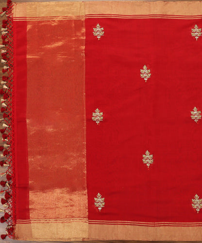Handloom_Red_Unstitched_Kurta_Fabric_With_Dupatta_With_Embroidery_Of_Gota_Patti_And_Zardozi_WeaverStory_03