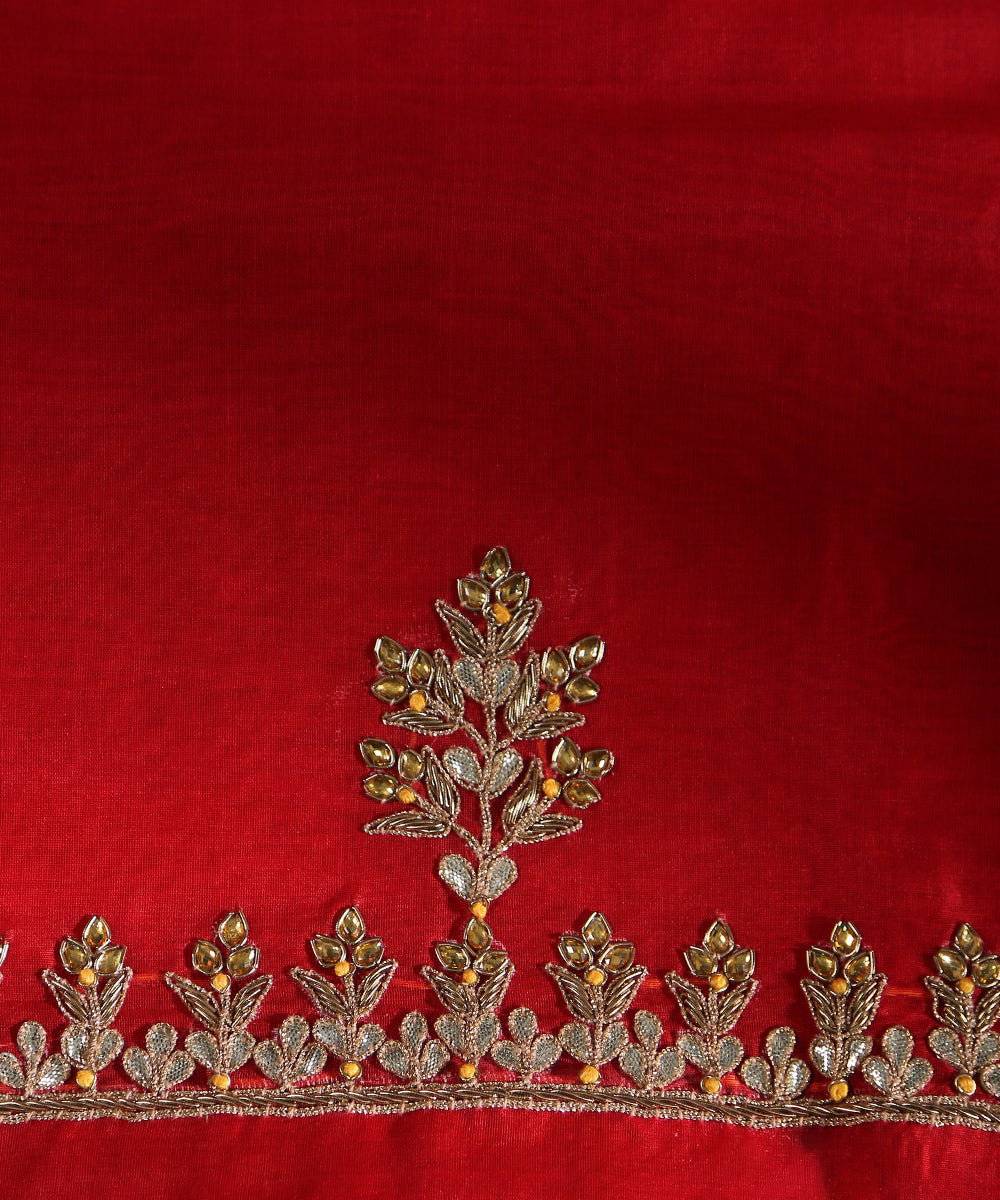 Handloom_Red_Unstitched_Kurta_Fabric_With_Dupatta_With_Embroidery_Of_Gota_Patti_And_Zardozi_WeaverStory_04