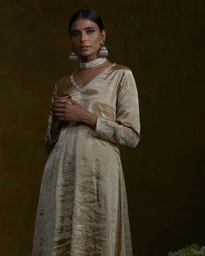Gold_Chanderi_Silk_Tissue_Suit_with_Zardozi_Embroidery_and_Velvet_Farshi_WeaverStory_01