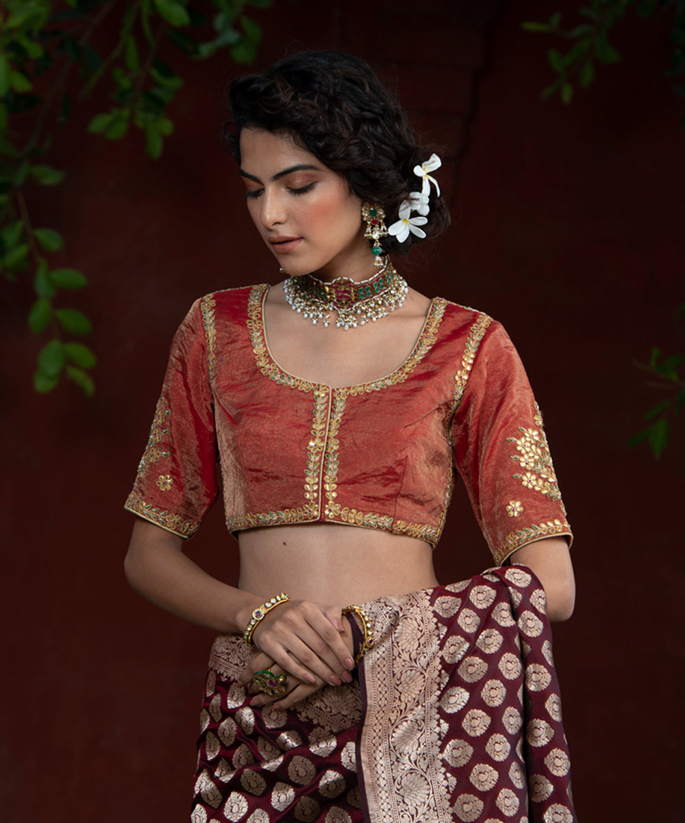 Red_And_Gold_Zardozi_Tissue_Blouse_with_Gotta_Patti_Embroidery_WeaverStory_03