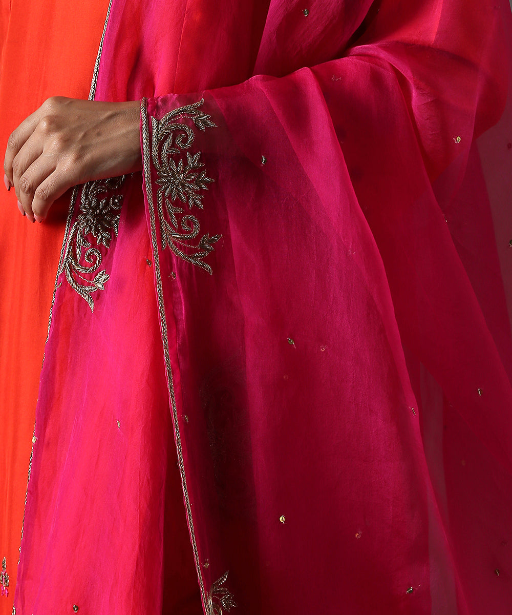 Hot_Pink_Hand_Embroidered_Dupatta_With_Boota_On_Border_WeaverStory_03