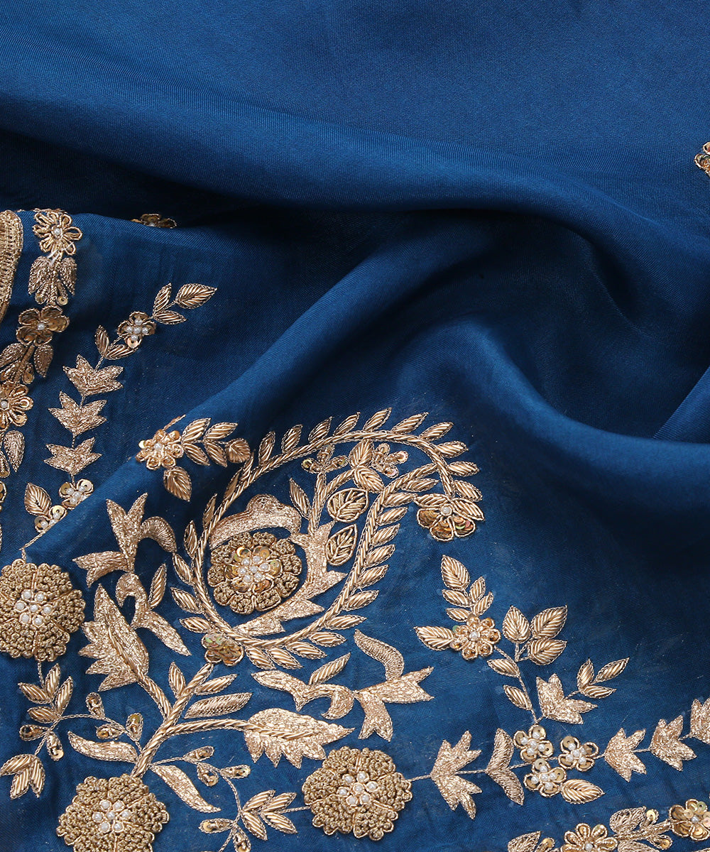 Handloom_Peacock_Blue_Organza_Dupatta_with_Embroidery_Zardozi_and_Kiran_Border_WeaverStory_05