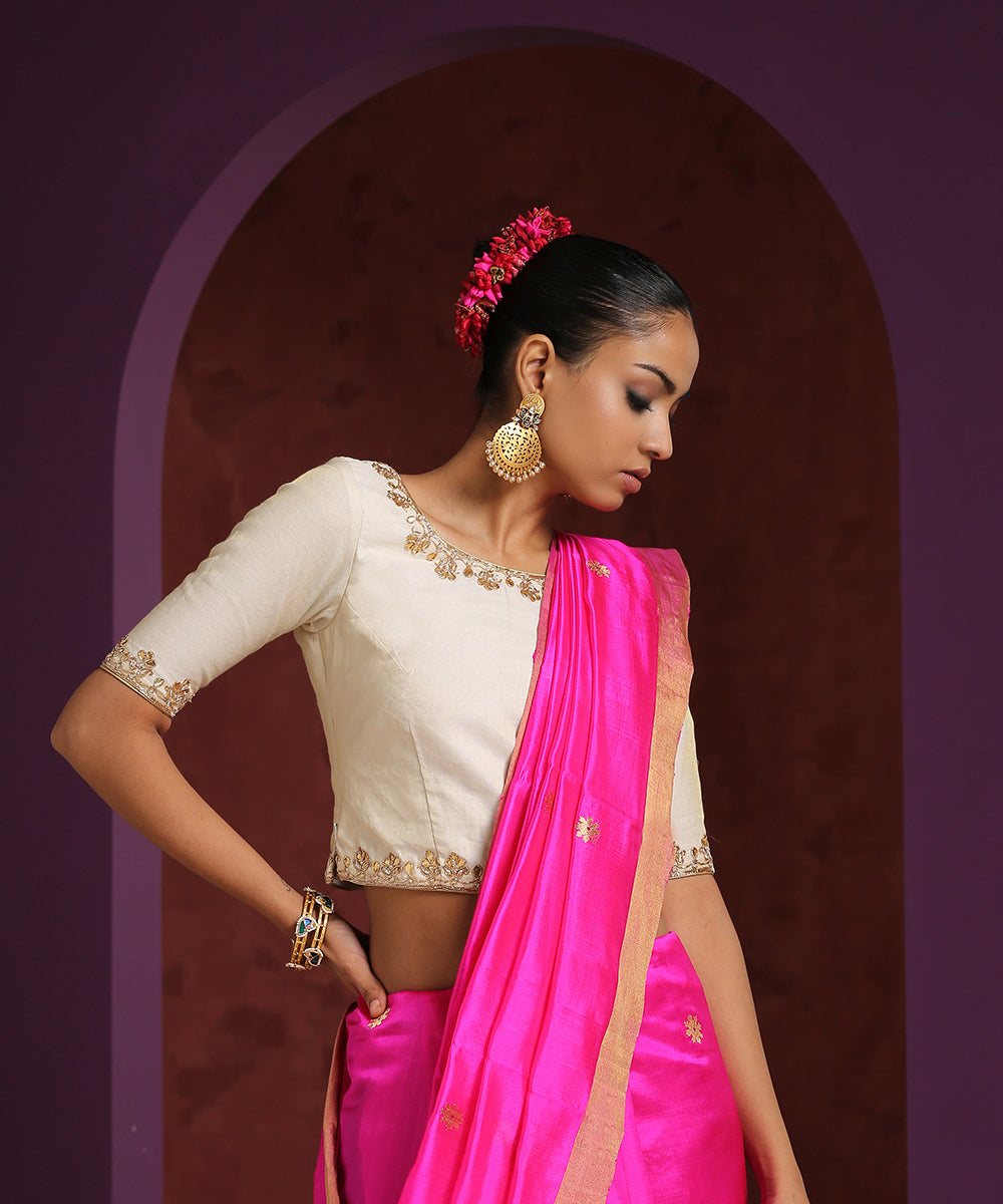 Handcrafted_White_Chanderi_Blouse_With_Gota_Patti_And_Zardozi_Work_WeaverStory_02
