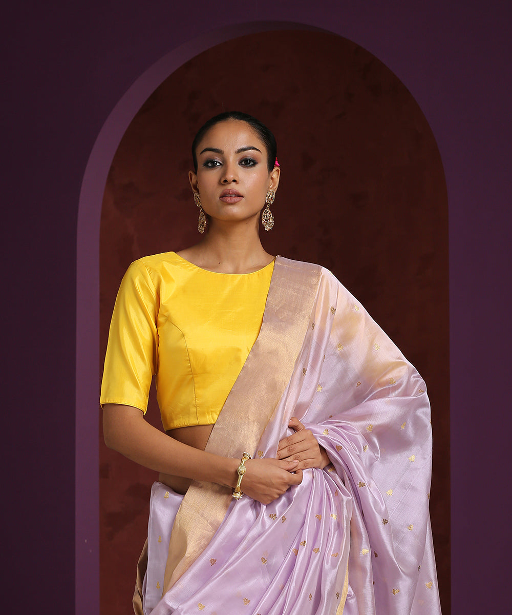 Handcrafted_Yellow_Pure_Silk_Blouse_WeaverStory_02