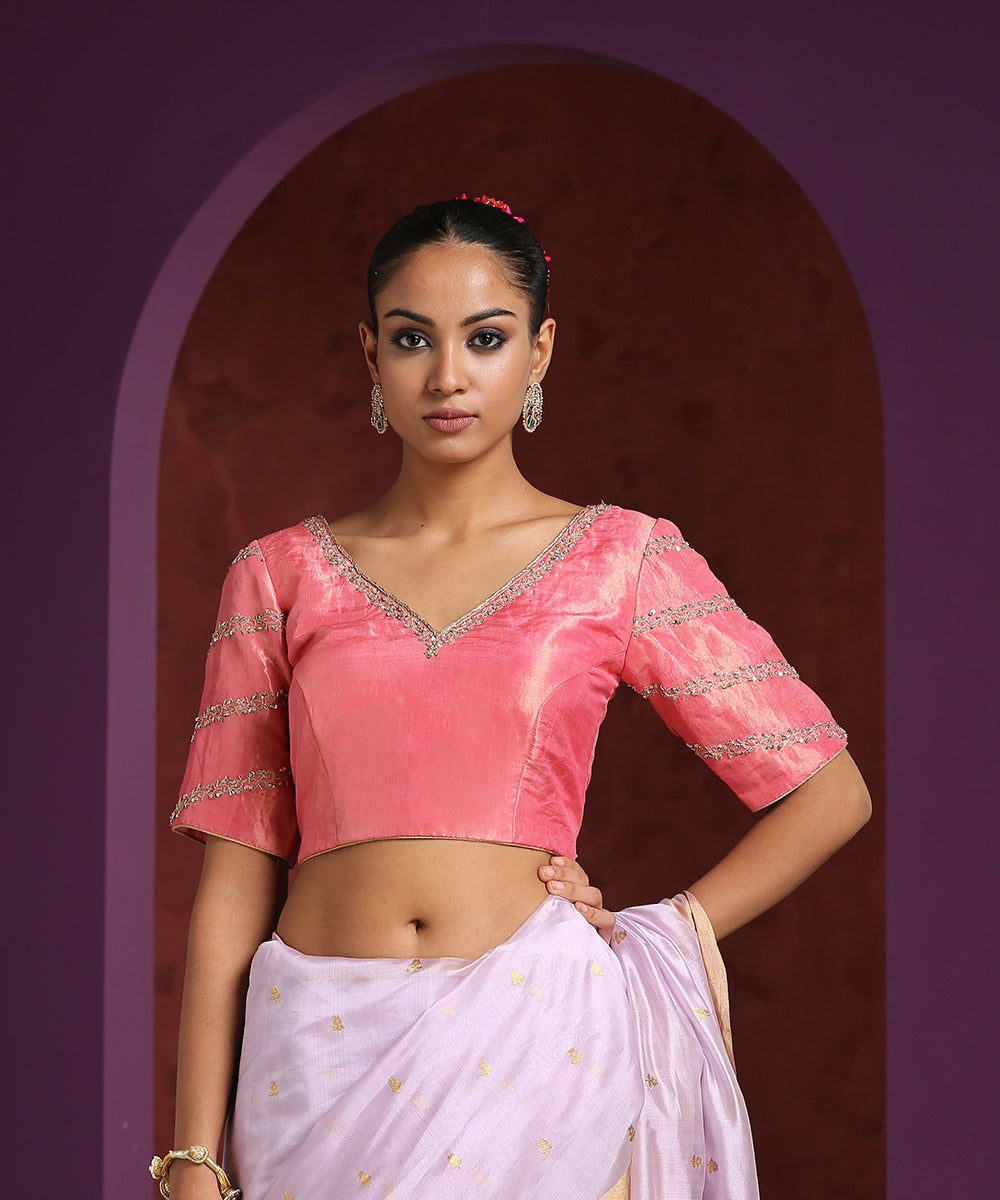 Handcrafted_Pink_Tissue_Blouse_With_Hand_Embroidered_Zardozi_WeaverStory_01
