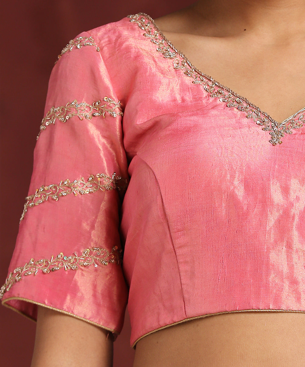 Handcrafted_Pink_Tissue_Blouse_With_Hand_Embroidered_Zardozi_WeaverStory_04