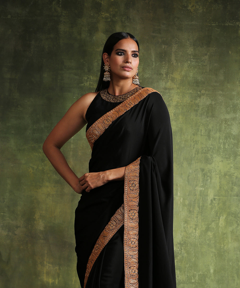 Black_Crepe_Handloom_Saree_With_Kashmiri_Tilla_Embroidery_Work_WeaverStory_01