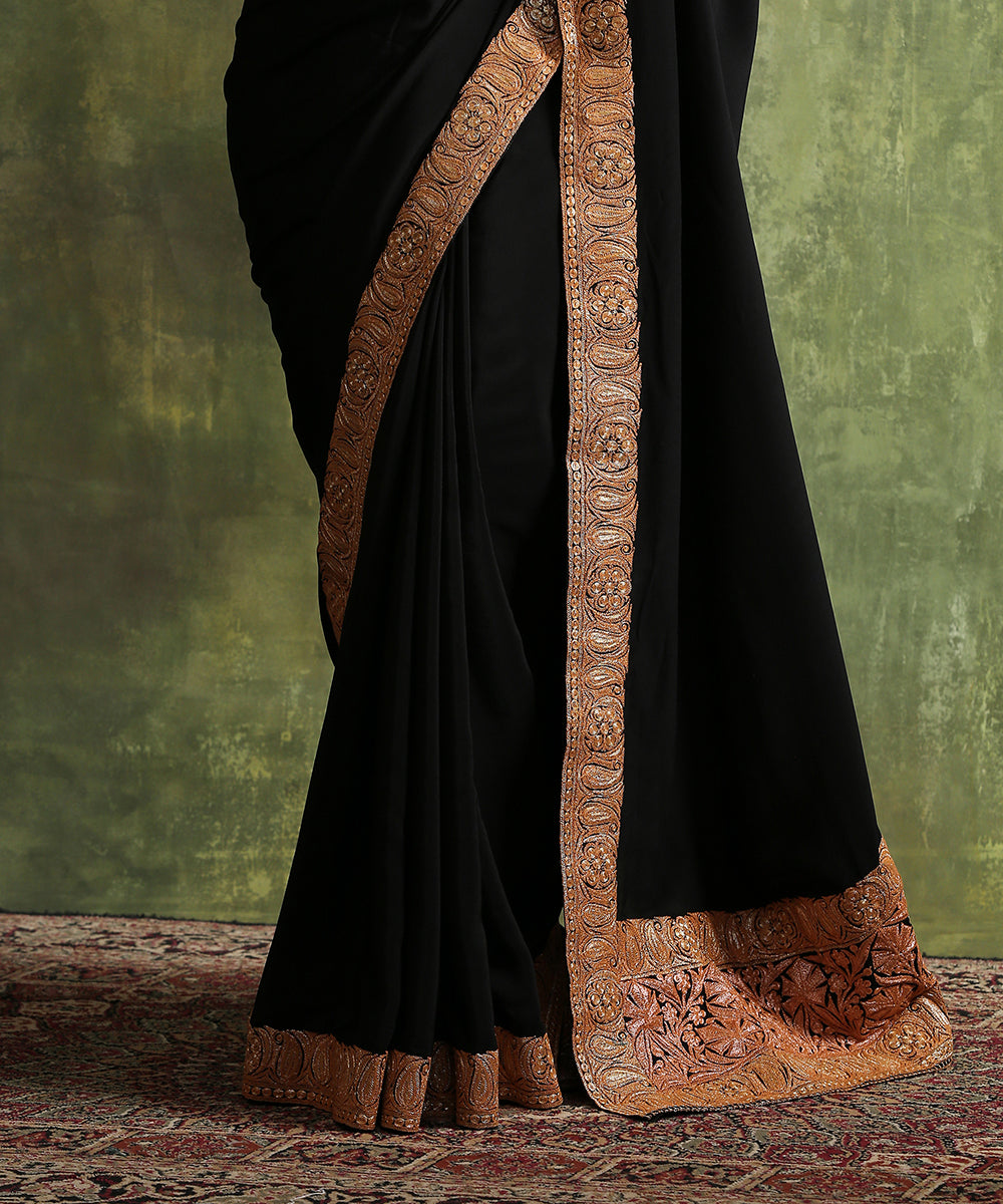 Popular $64 - $129 - Black Print Saree and Black Print Sari Online Shopping