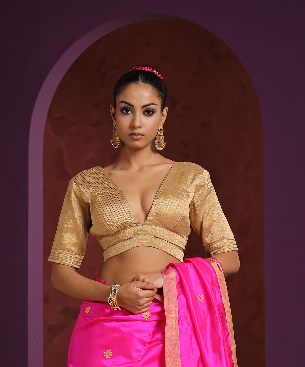 Golden_Tissue_Blouse_With_Pintuck_And_Underbust_Band_WeaverStory_01