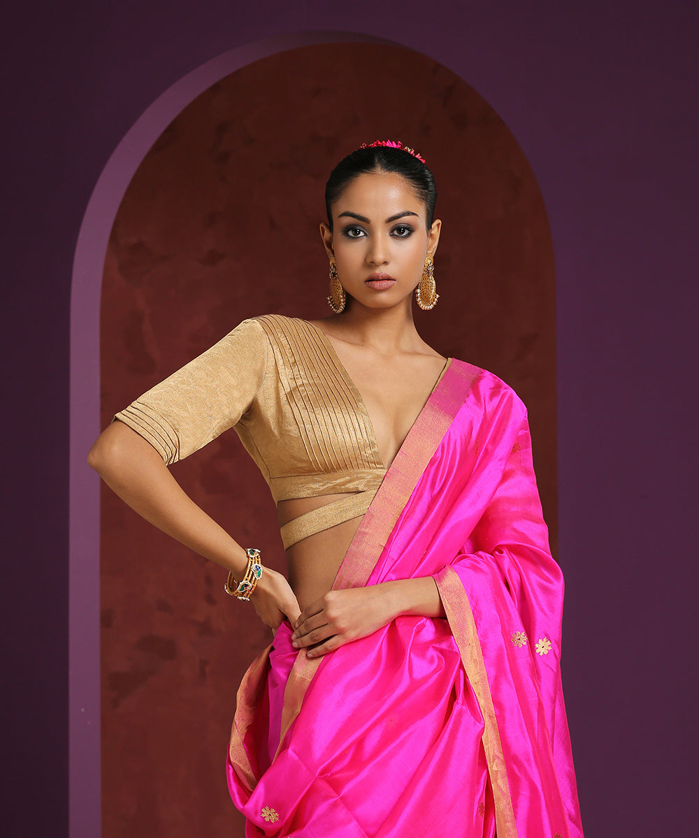 Erica Fernandes Pink And Cream Georgette And Saree With Blouse - DMV11275