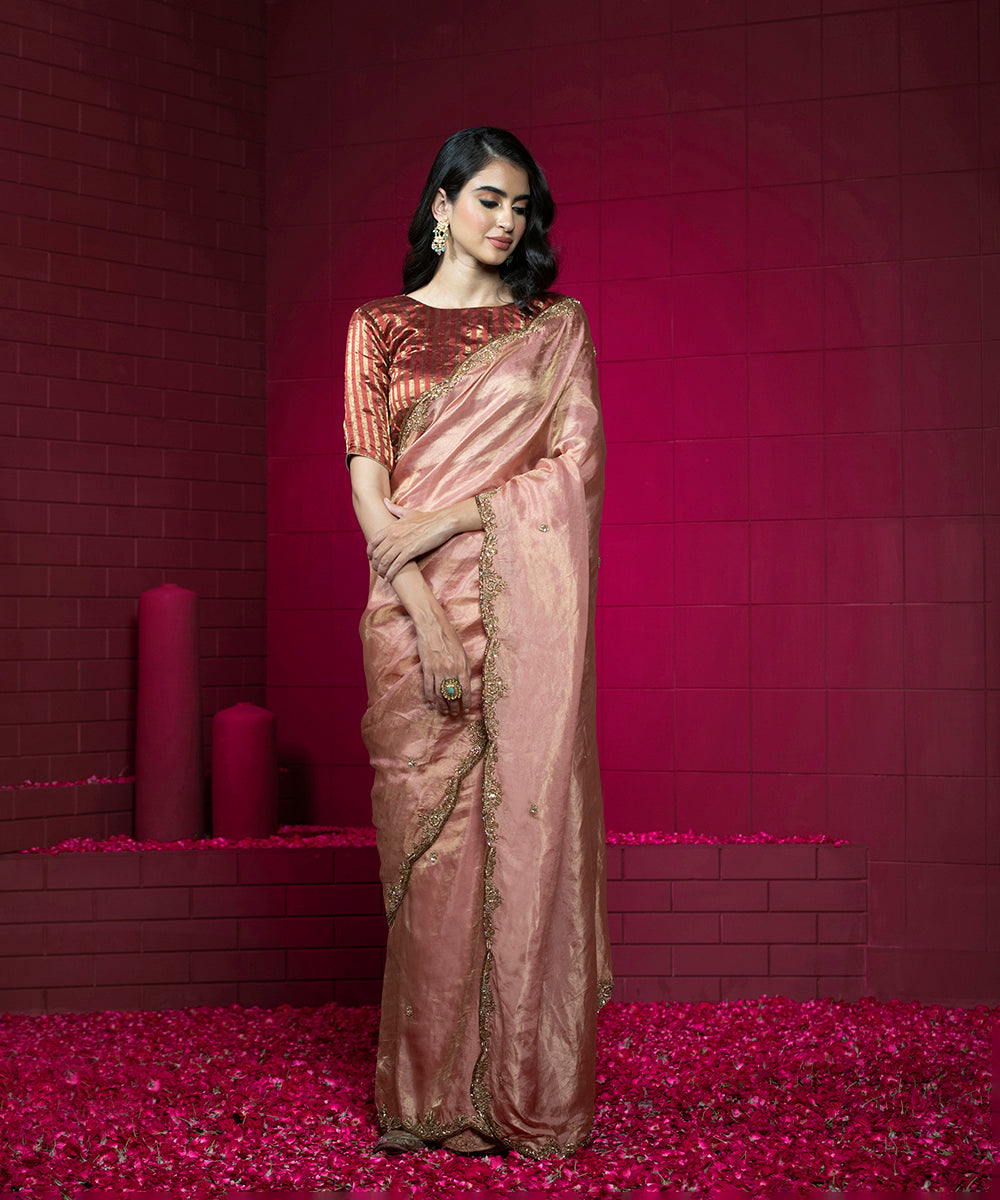 Old_Rose_Handloom_Scalloped_Embroidered_Tissue_Silk_Saree_With_Closed_Neck_Blouse_WeaverStory_02