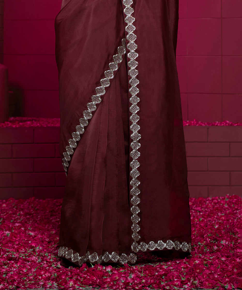 Handloom_Maroon_Embroidered_Organza_Saree_With_Raw_Silk_Blouse_WeaverStory_05