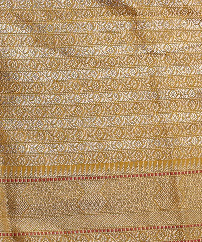 Mustard_Handloom_Kadhwa_Banarasi_Saree_With_Red_Selvedge_and_Booti_Design_WeaverStory_05