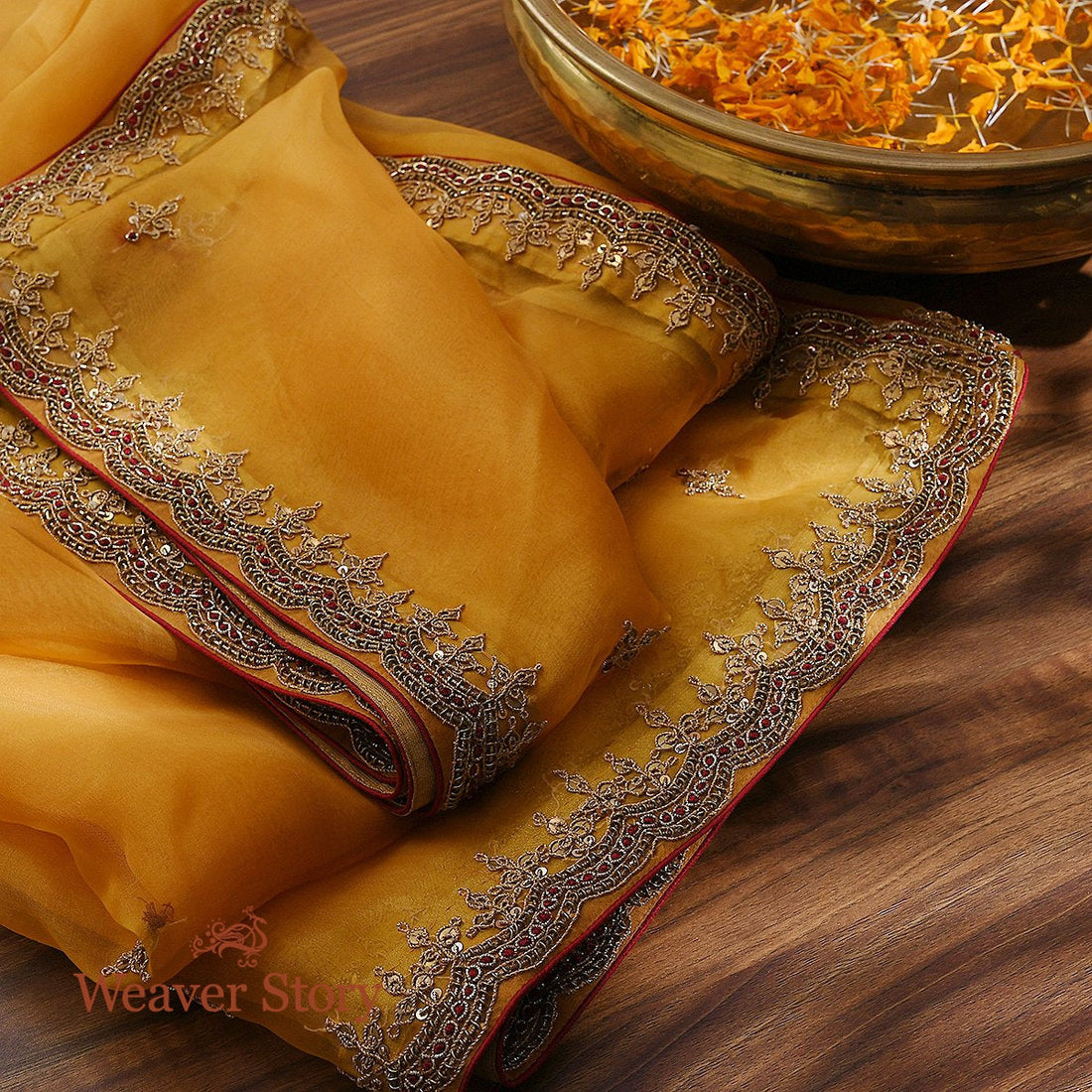 Handloom_Yellow_Organza_Dupatta_with_Zardozi_Work_WeaverStory_01