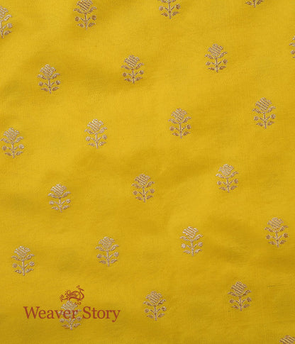 Handloom_Yellow_Leaf_Booti_Fabric_in_Katan_Silk_WeaverStory_04