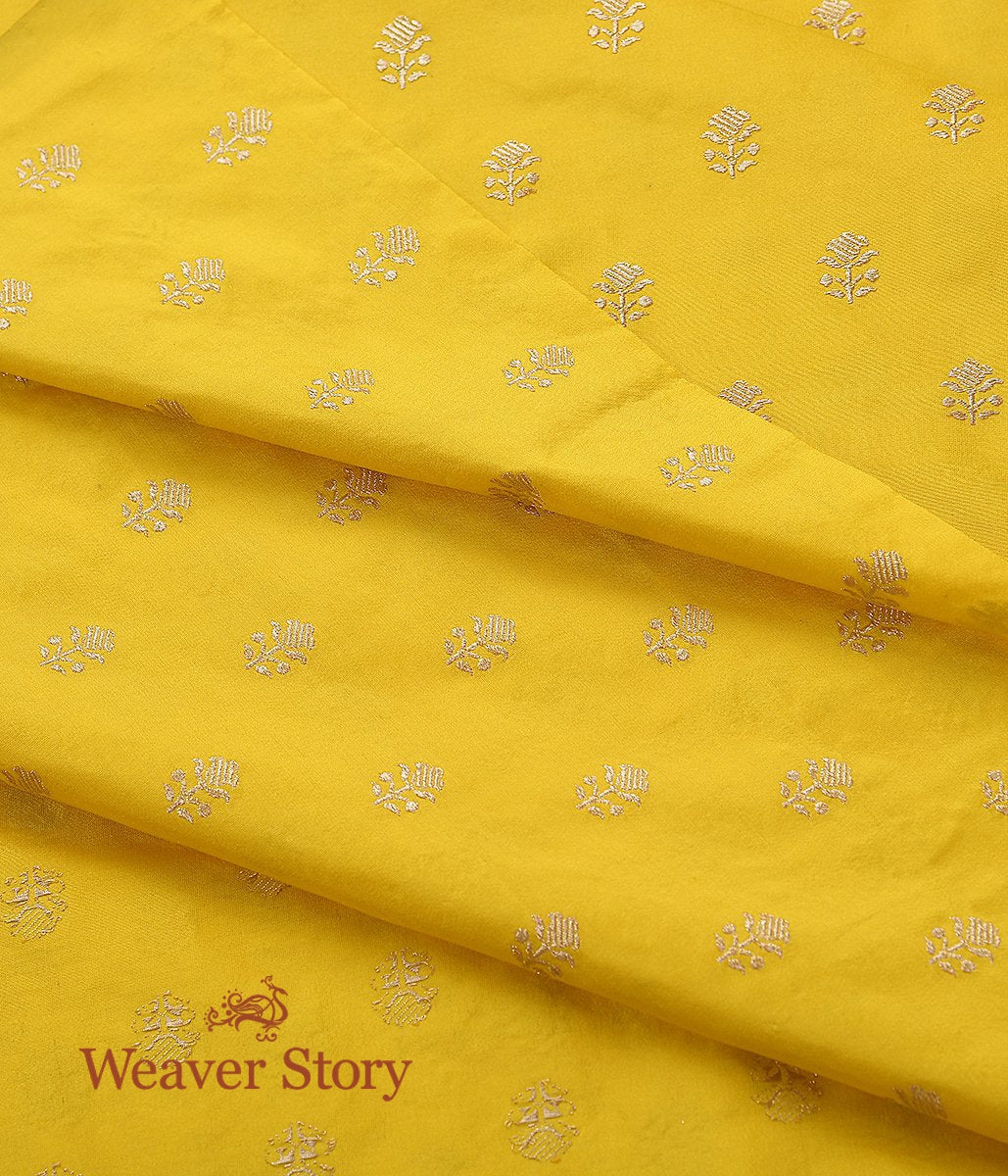 Handloom_Yellow_Leaf_Booti_Fabric_in_Katan_Silk_WeaverStory_02