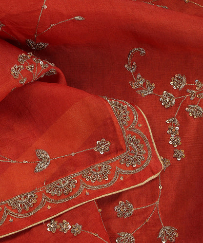 Handloom_Red_Organza_Saree_With_Zardozi_Floral_Jaal_Design_WeaverStory_04