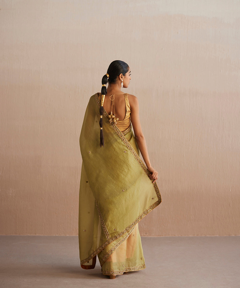 Handloom_Charteuse_Green_Organza_Saree_With_Embroidered_Zardozi_Floral_Border_WeaverStory_03