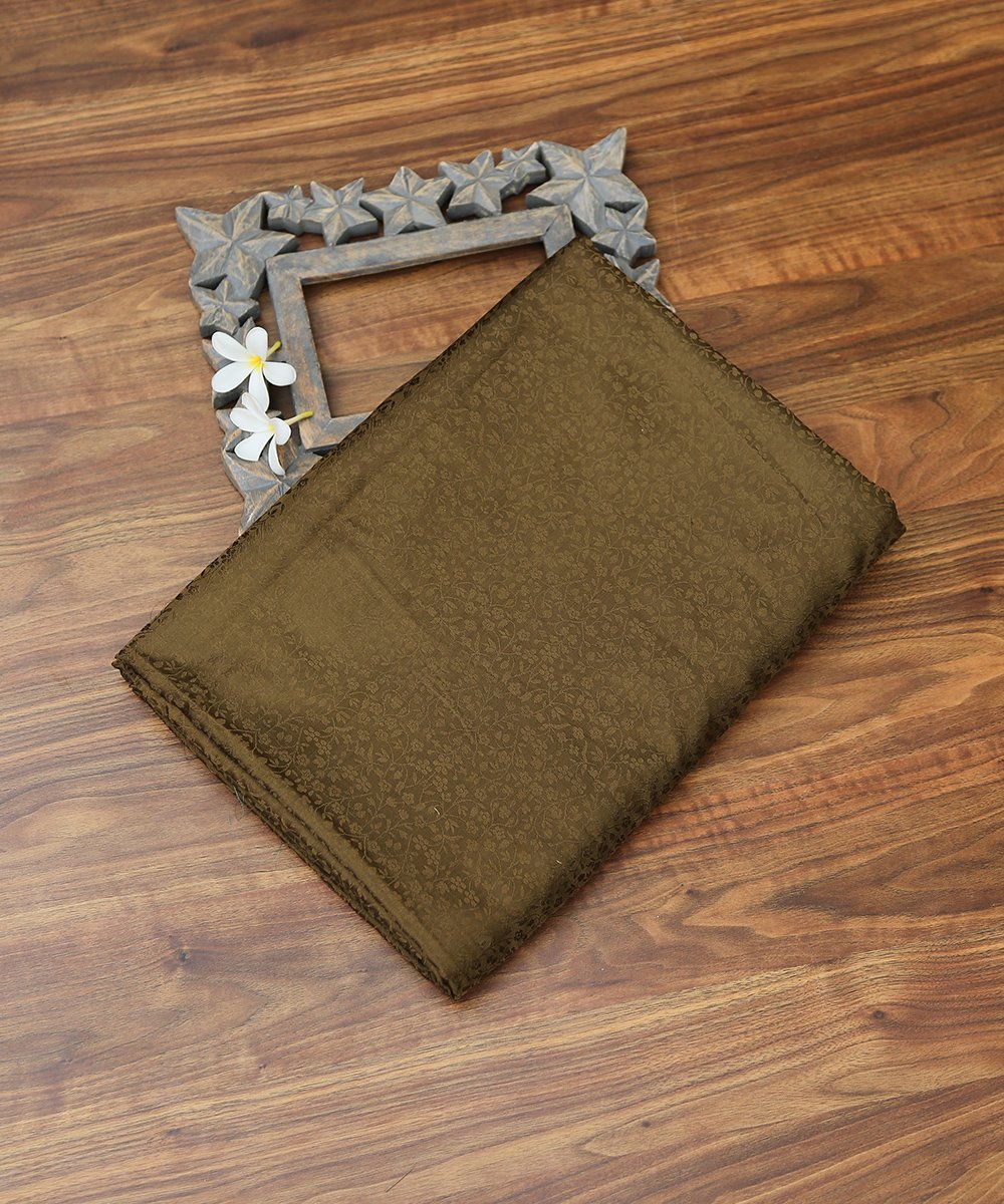 Olive_Handloom_Intricate_Jaal_Reshmi_Pure_Katan_Silk_Tanchoi_Banarasi_Fabric_WeaverStory_01