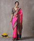 Orange_And_Pink_Handloom_Pure_Katan_Silk_Banarasi_Saree_with_Paisley_Boota_With_Ektara_Blue_Border_WeaverStory_01