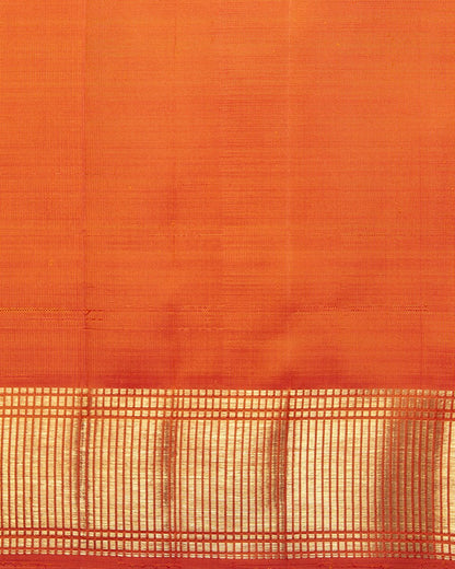 Orange_Handloom_Pure_Silk_Kanjivaram_Saree_with_Gold_Zari_Motifs_WeaverStory_05