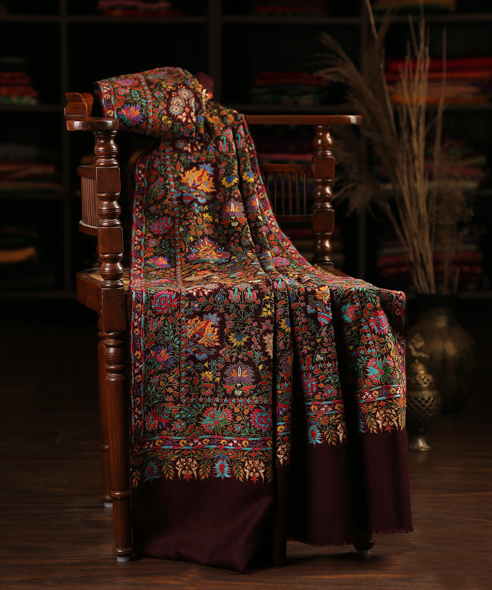 Wine_Handwoven_Pure_Pashmina_Shawl_With_All_Over_Bharan_Needlework_Embroidery_WeaverStory_01
