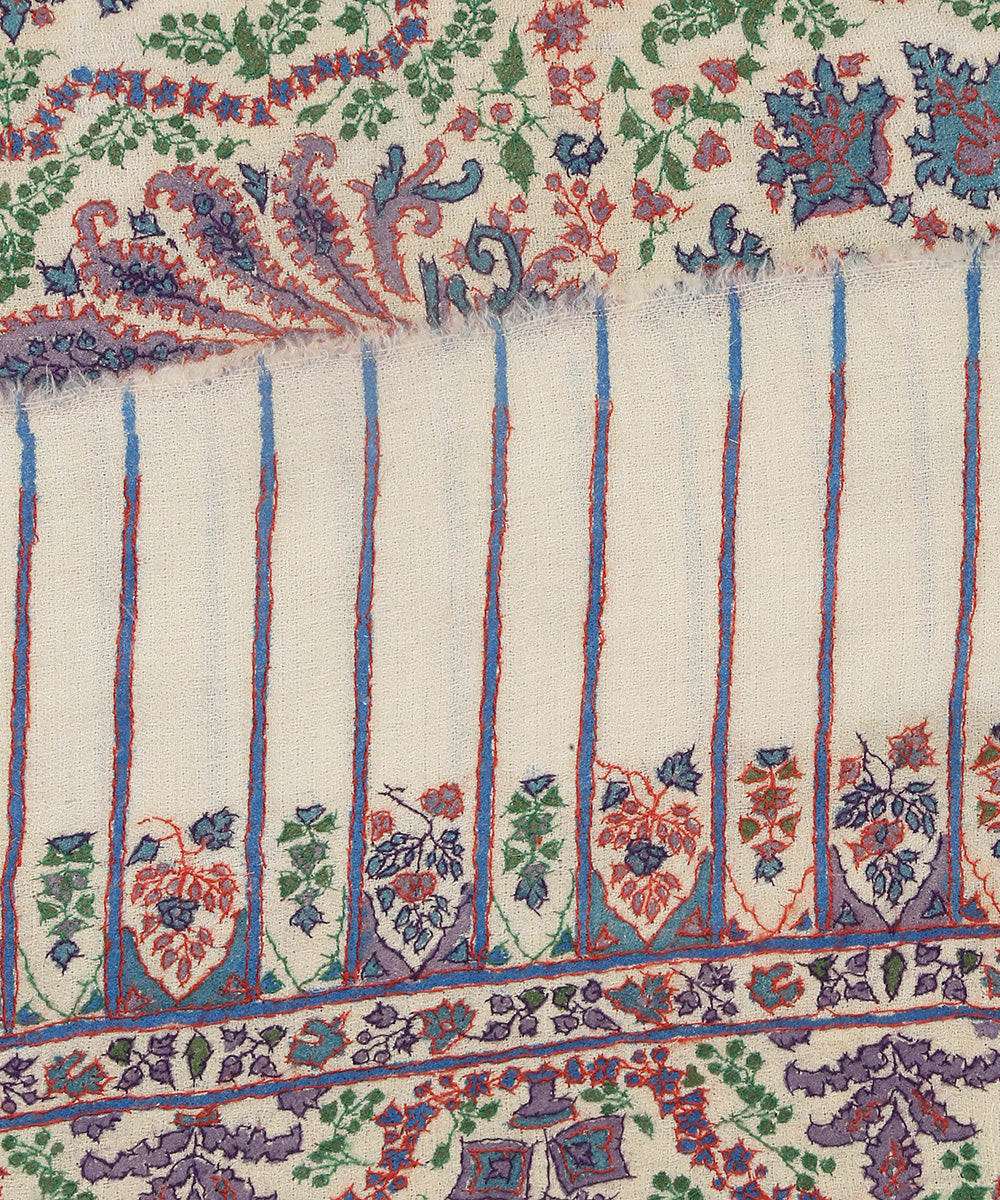 Handwoven_Ivory_Pure_Pashmina_Shwal_With_Floral_Persian_Motifs_And_Striped_Palla_WeaverStory_04