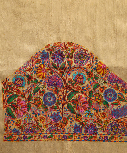 Ivory_Raw_Silk_Hand_Embroidered_Blouse_Fabric_With_Colorful_Flowers_And_Sozni_Kari_And_Kalamkari_WeaverStory_04