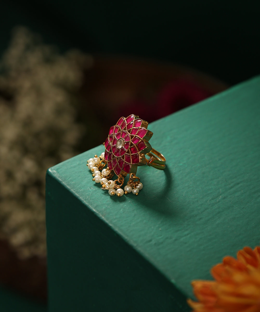 Mirha_Handcrafted_Ring_With_Ruby_And_Pearls_WeaverStory_01