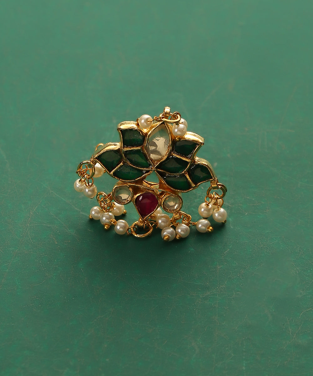 Irha_Handcrafted_Ring_With_Ruby,_Emerald_And_Pearls_WeaverStory_02